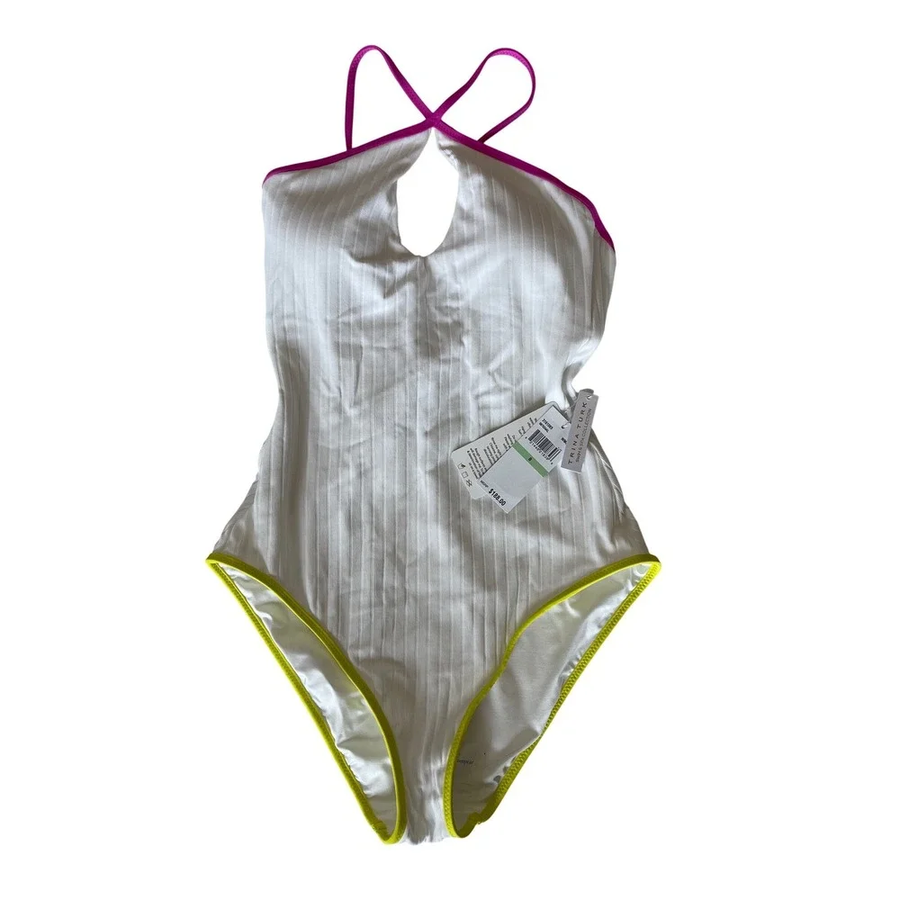 Trina Turk Maori Colorblock Binding One-Piece Swimsuit Women's Size 8